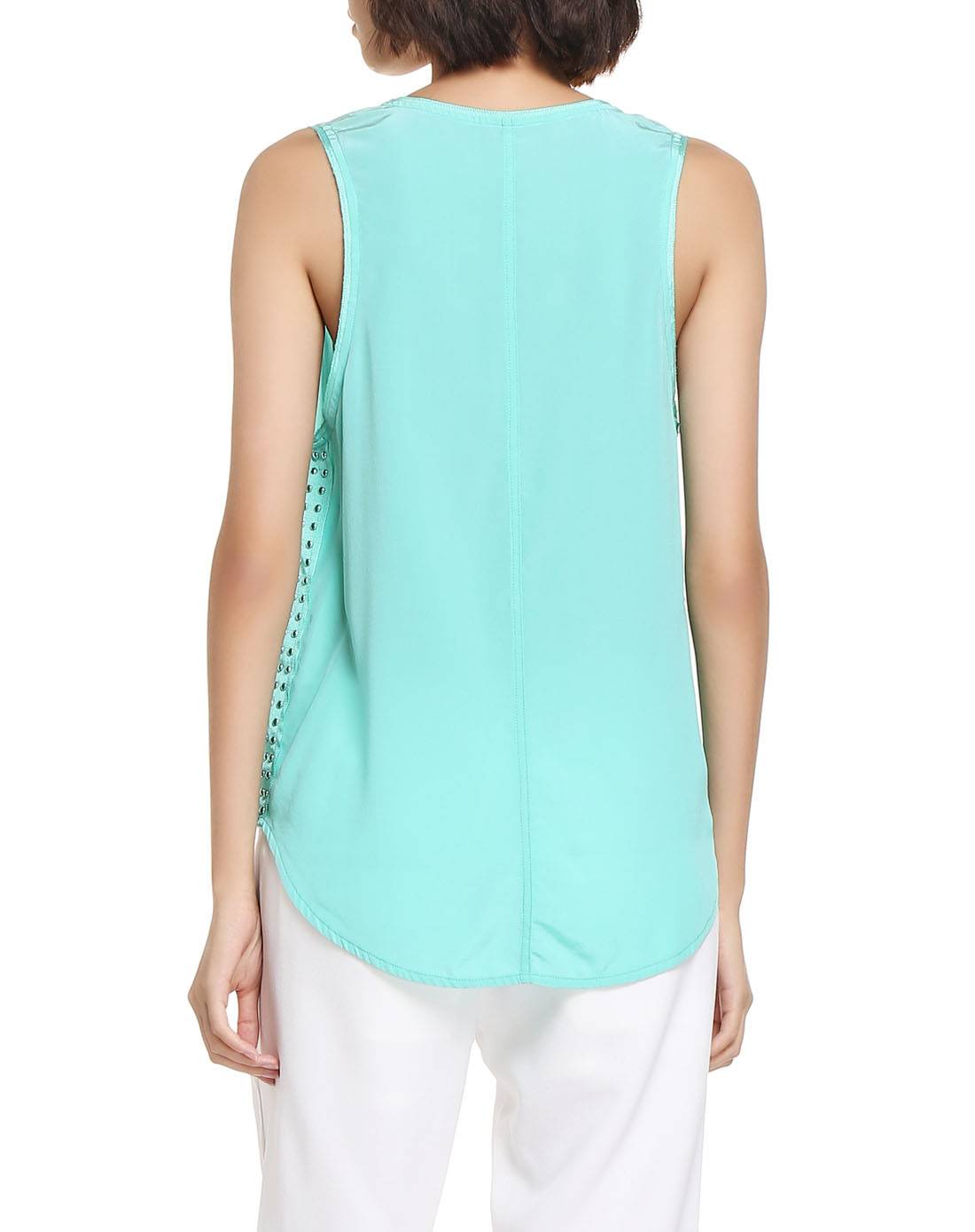浅薄荷色真丝背心