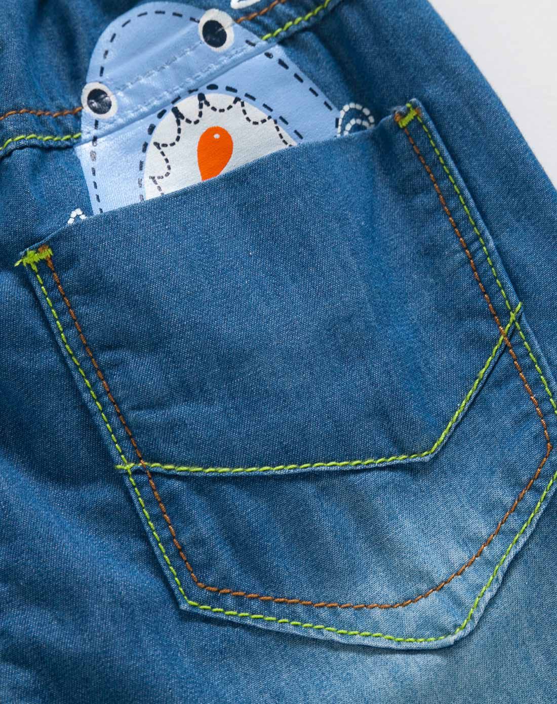 男童中蓝色翻布牛仔中裤