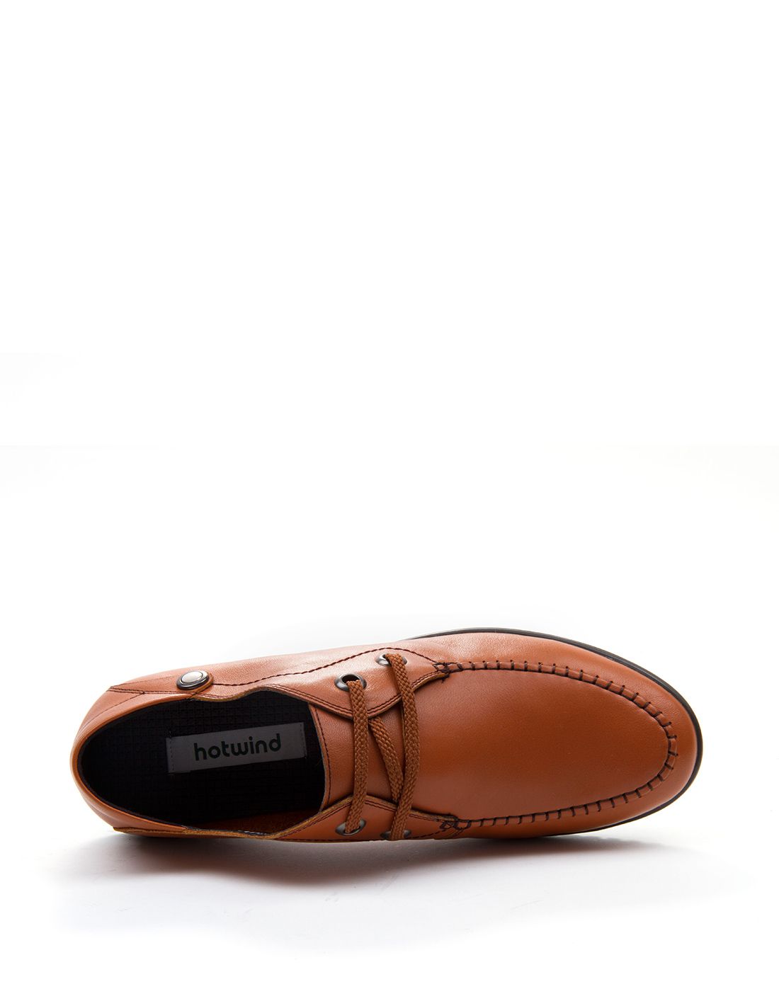 断码清仓-热风hotwind特惠专场男士棕色光面系带休闲皮鞋61w410402