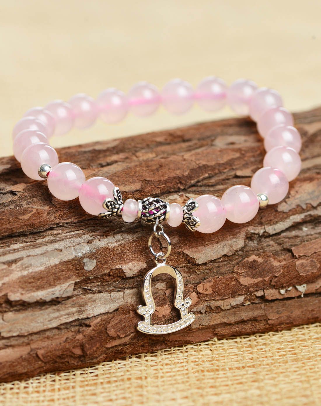 芙蓉石粉晶十二星座手链925银手串天秤座08