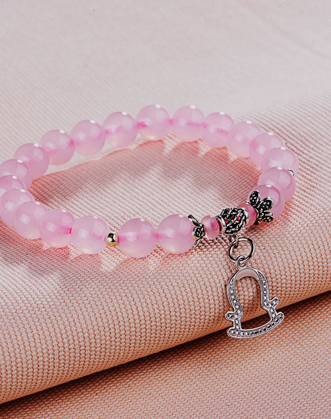 石头记 石头记 芙蓉石粉晶十二星座手链925银手串天秤座08