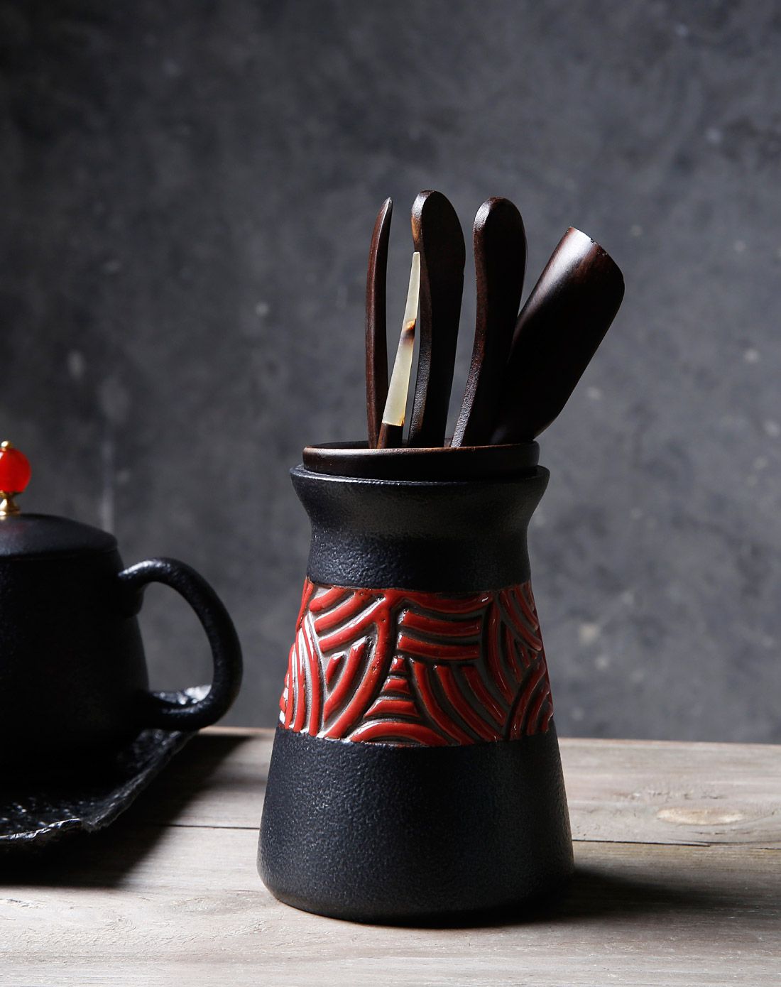 日本竹野吾家名师茶具专场竹野吾家 日本茶道 包含六君子黑红