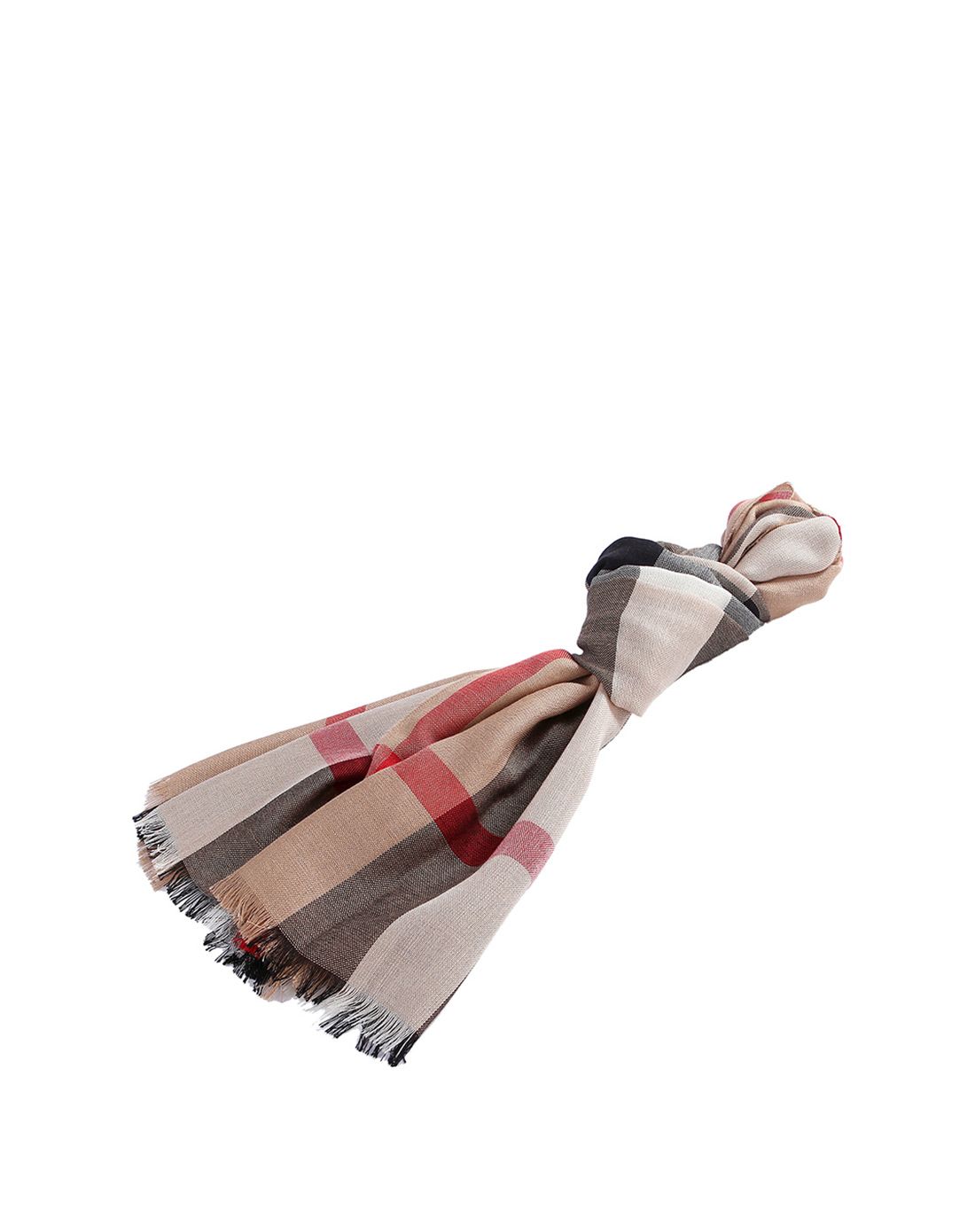 > burberry女士驼色经典格纹驼色围巾