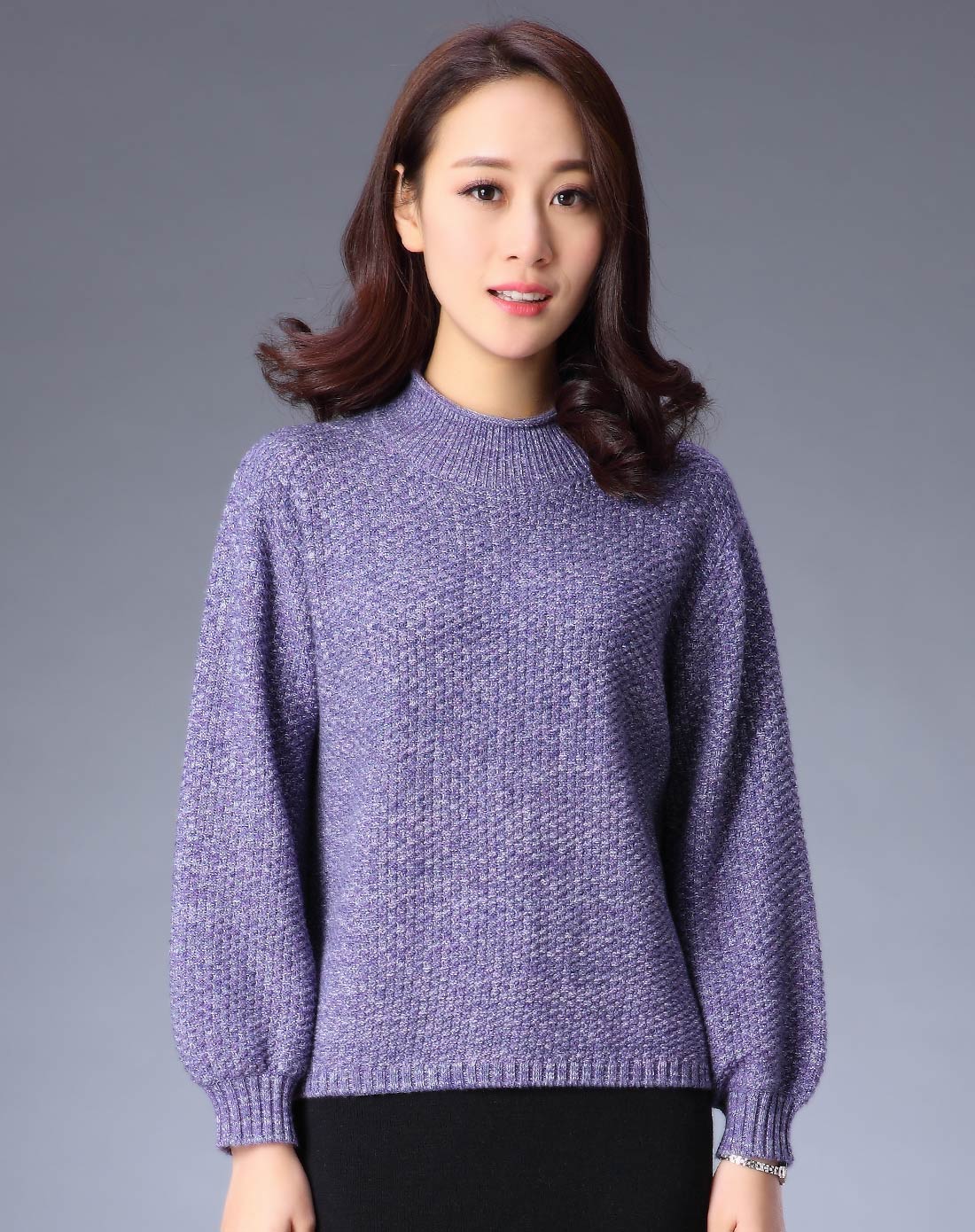 女款珊瑚紫色简约时尚针织衫