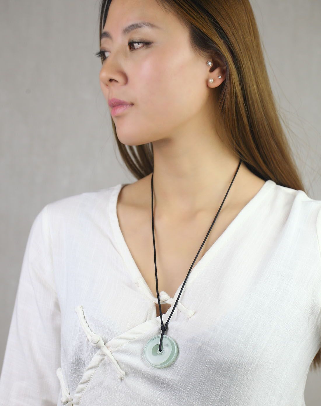 天然a货翡翠冰种飘花平安扣吊坠