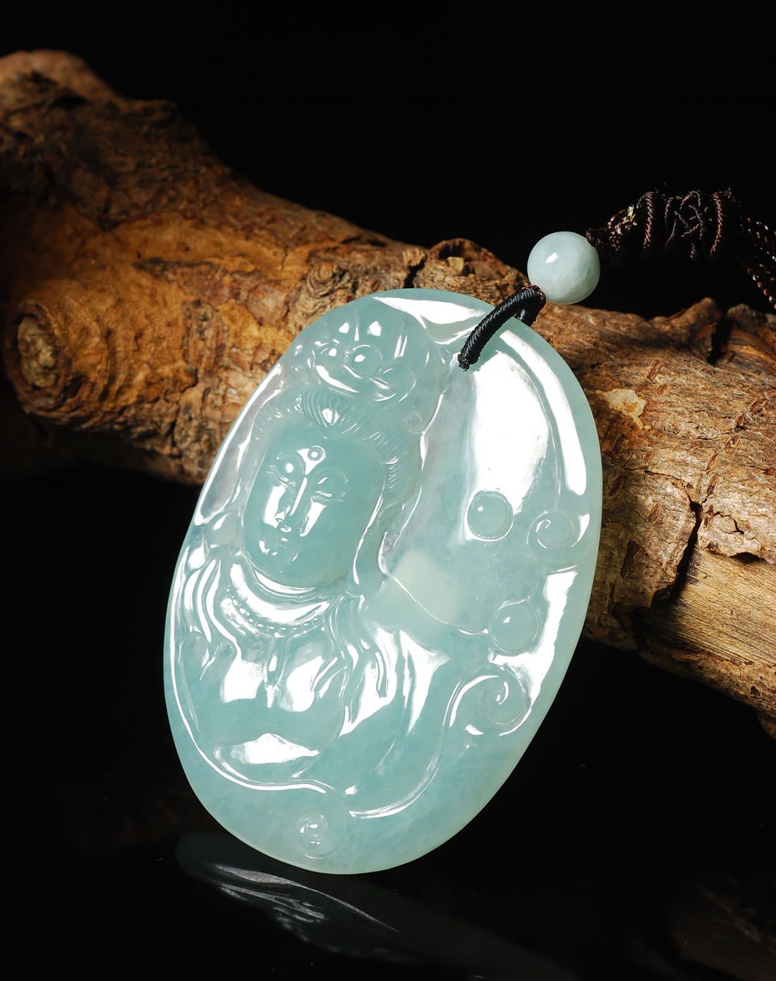 天然a货翡翠冰豆种洪福齐天吊坠(附证书)