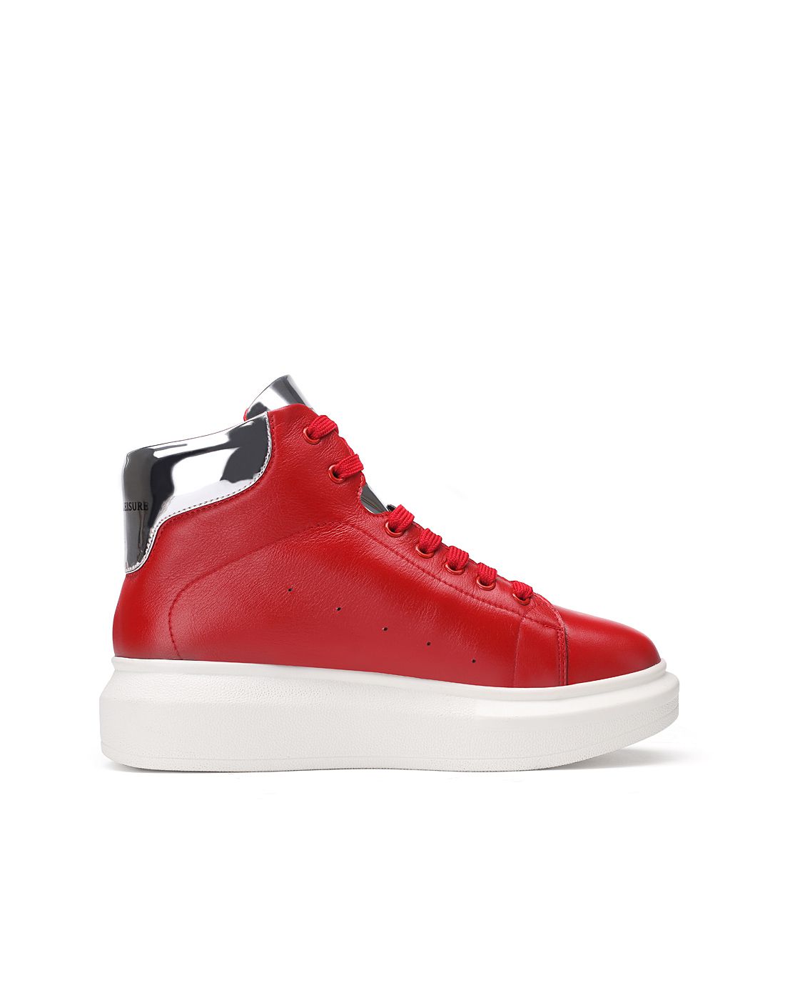 冬季清仓-红蜻蜓red dragonfly红色牛皮革/合成革休闲单鞋hnb63002