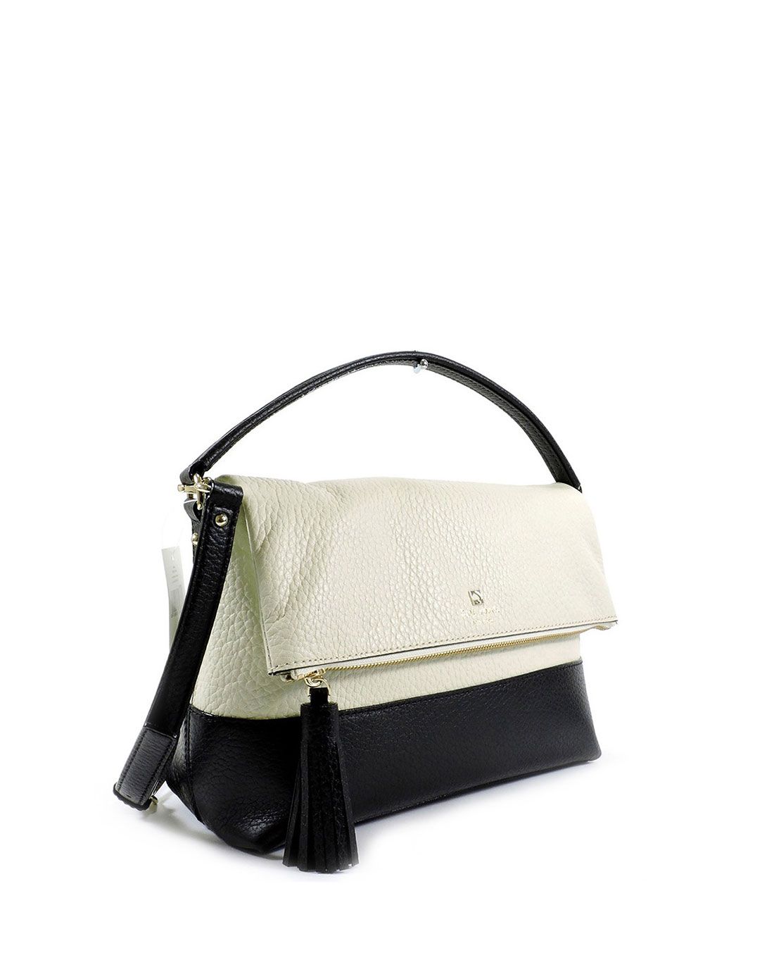 > kate spade女款纯皮maria大号斜挎包瓷白/黑