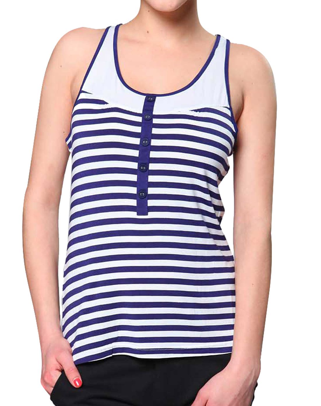 雅婷雅雯内衣家居专场 女士蓝白条内搭背心