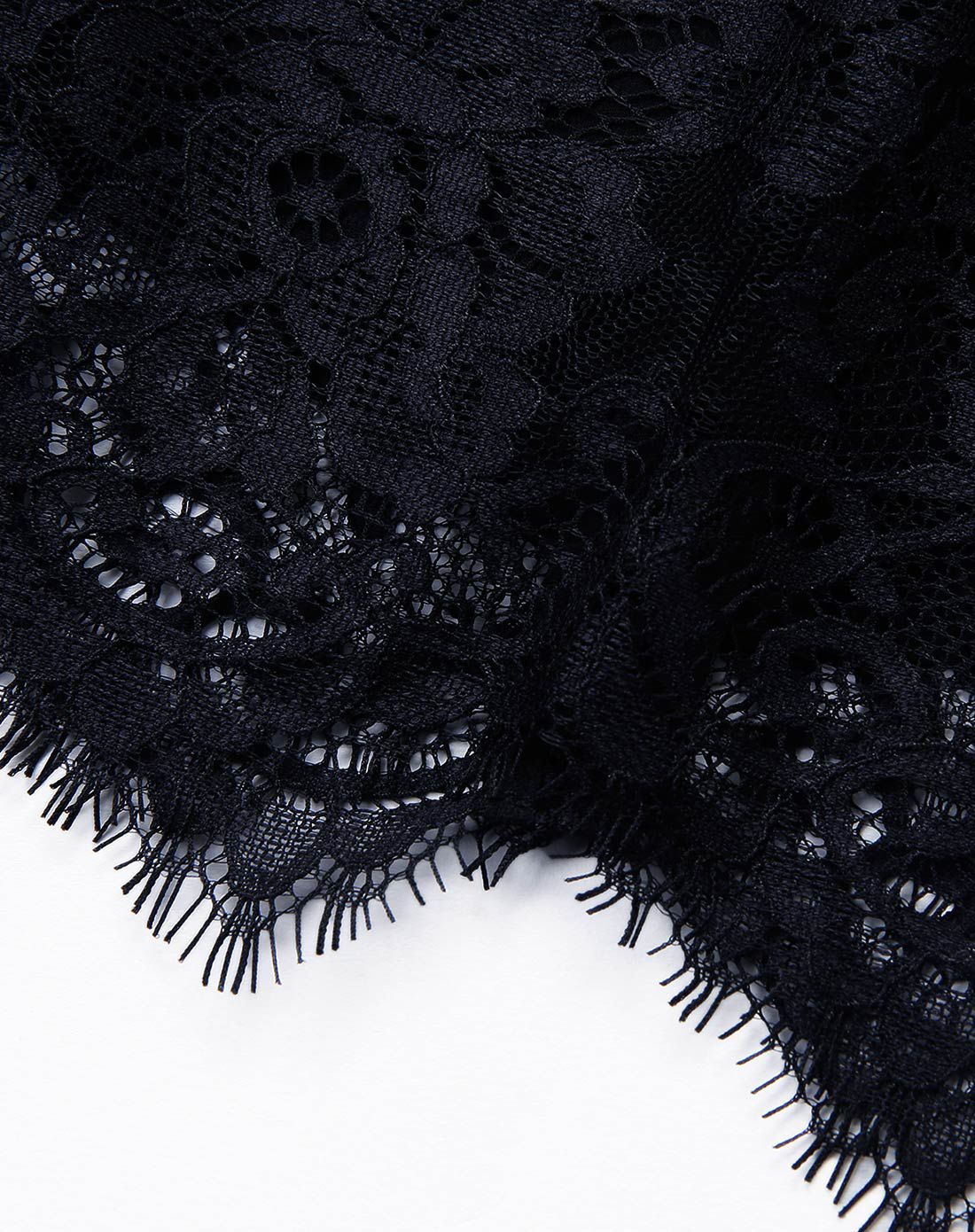 黑色花朵蕾丝飘逸修身连衣裙