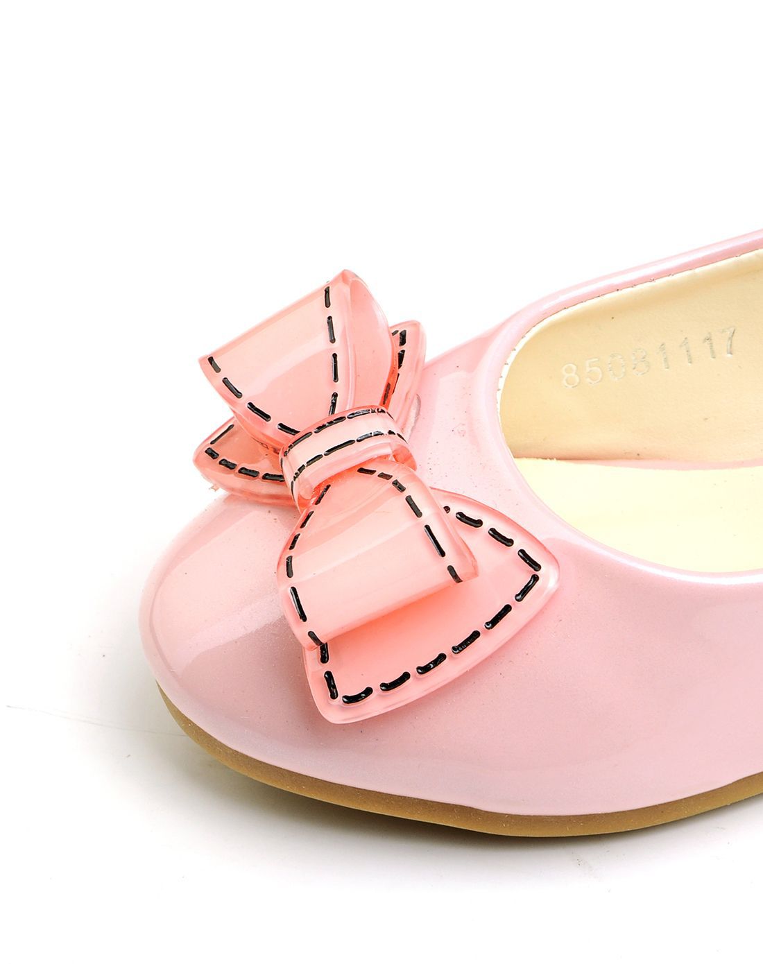 彩色斑马女童粉色pu蝴蝶结公主鞋