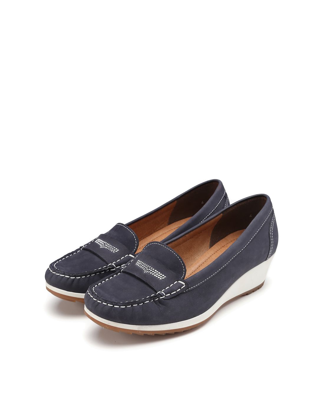 德国品牌ara进口牛皮深蓝色女鞋