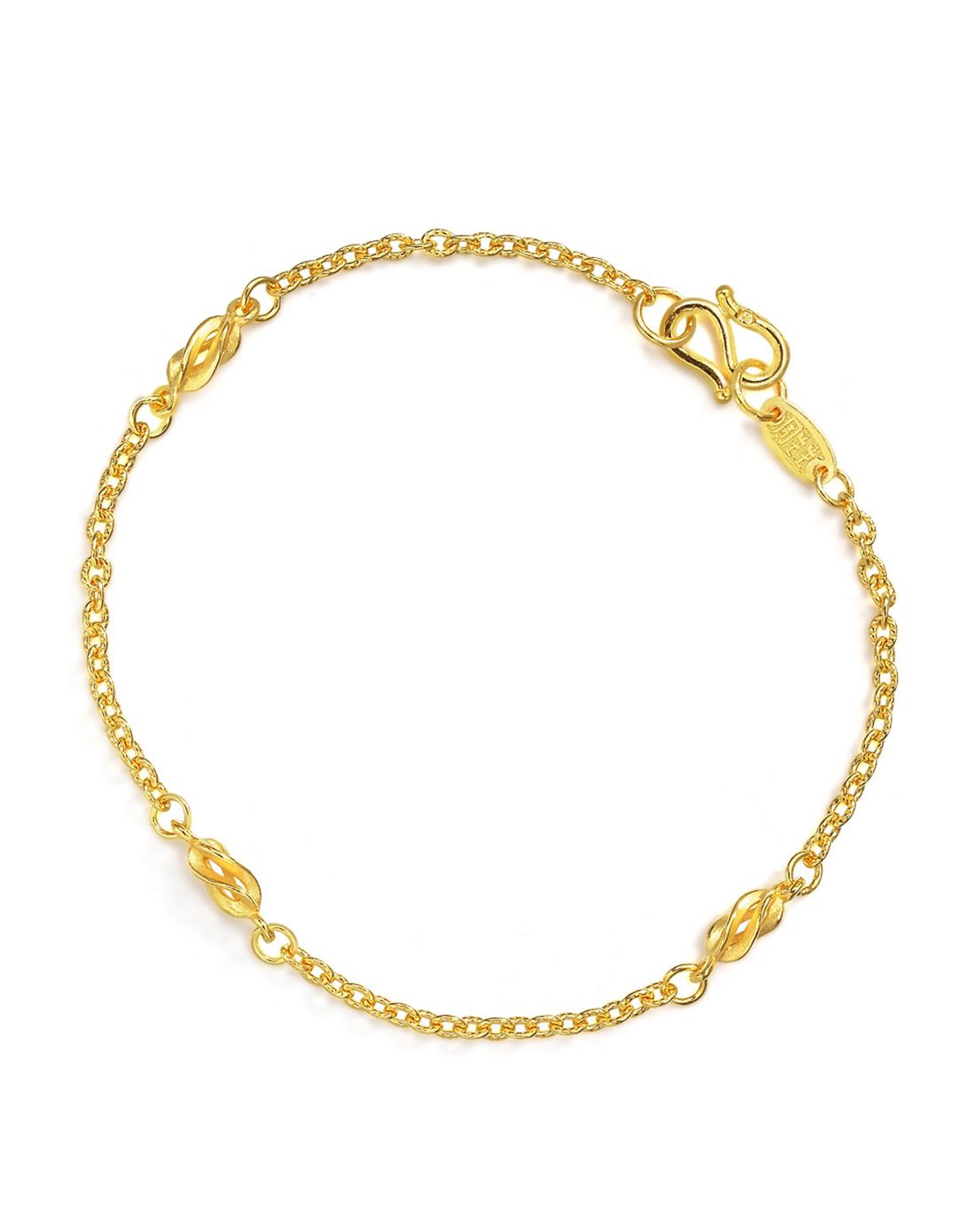 周生生 足金花十字间杨桃手链