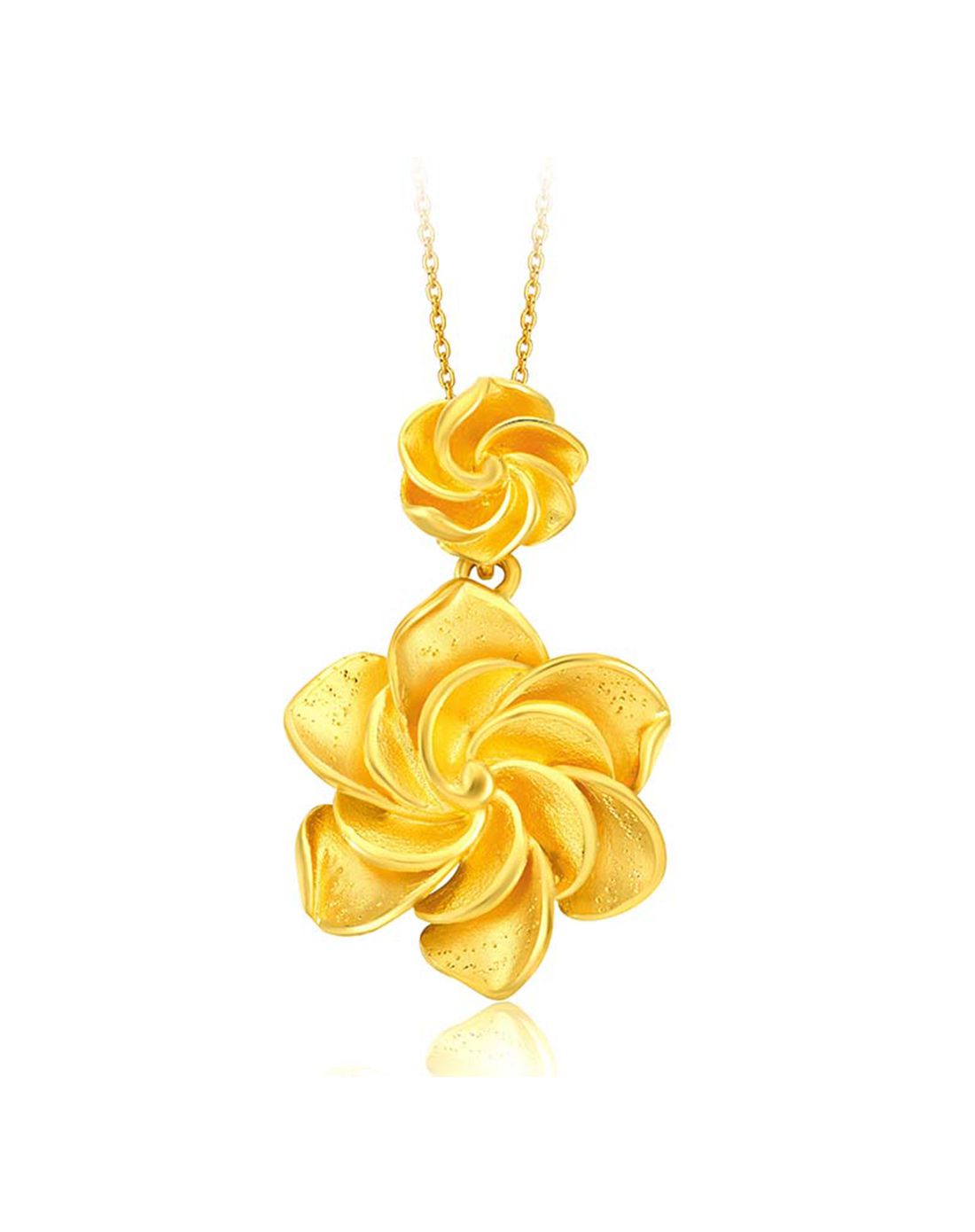 周大福 【专柜同款】花月佳期栀子花黄金吊坠(计价)(不含项链)