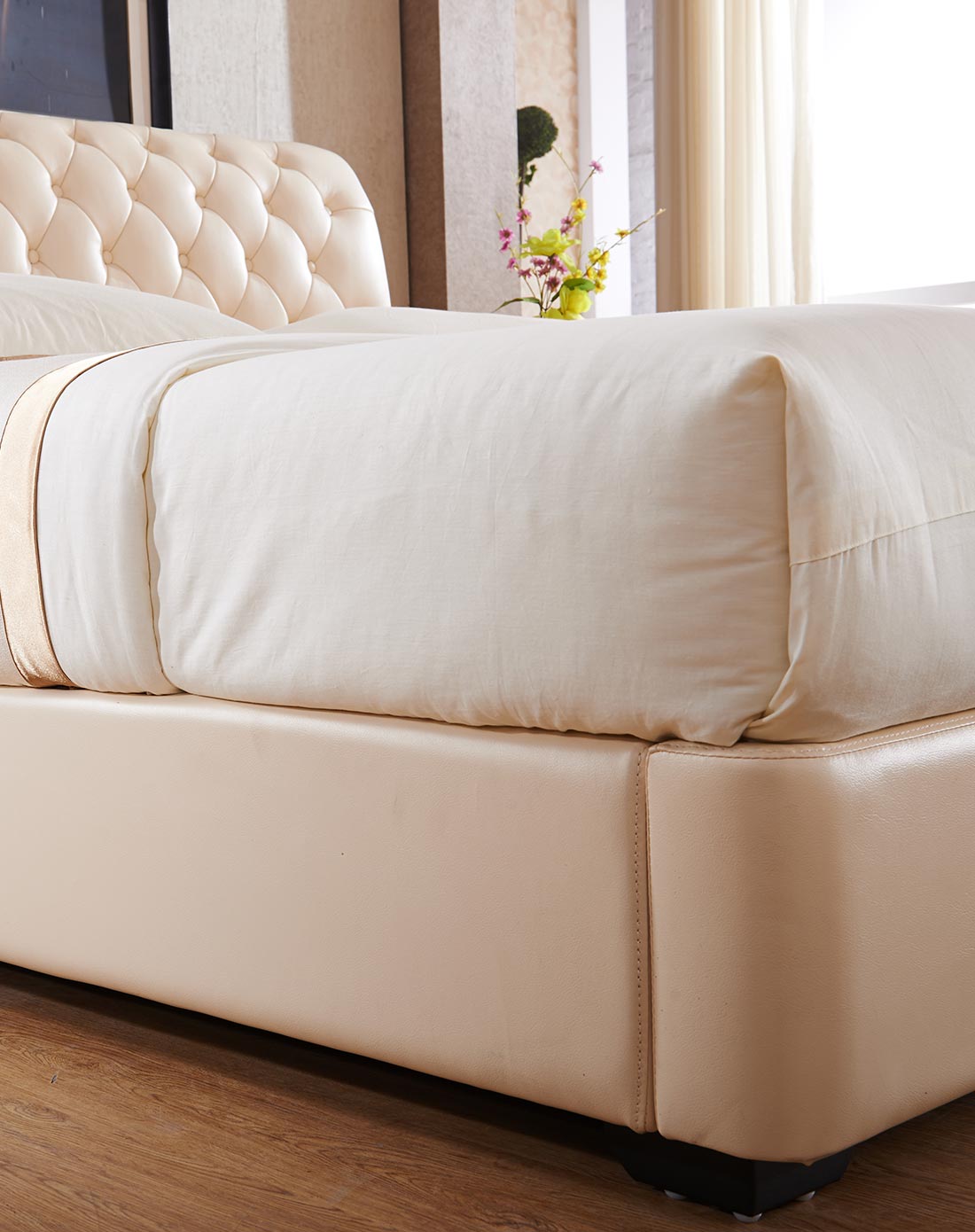 斯林百兰slumberland床垫现代简约 头层牛皮 双人皮艺软床 香榭丽舍