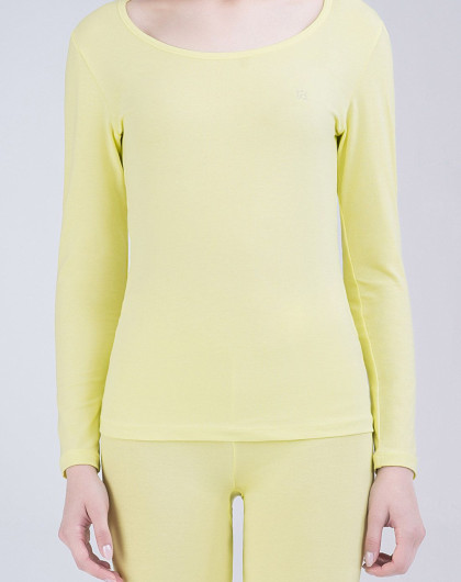 女款鹅黄烫钻高弹棉莱卡内衣套装