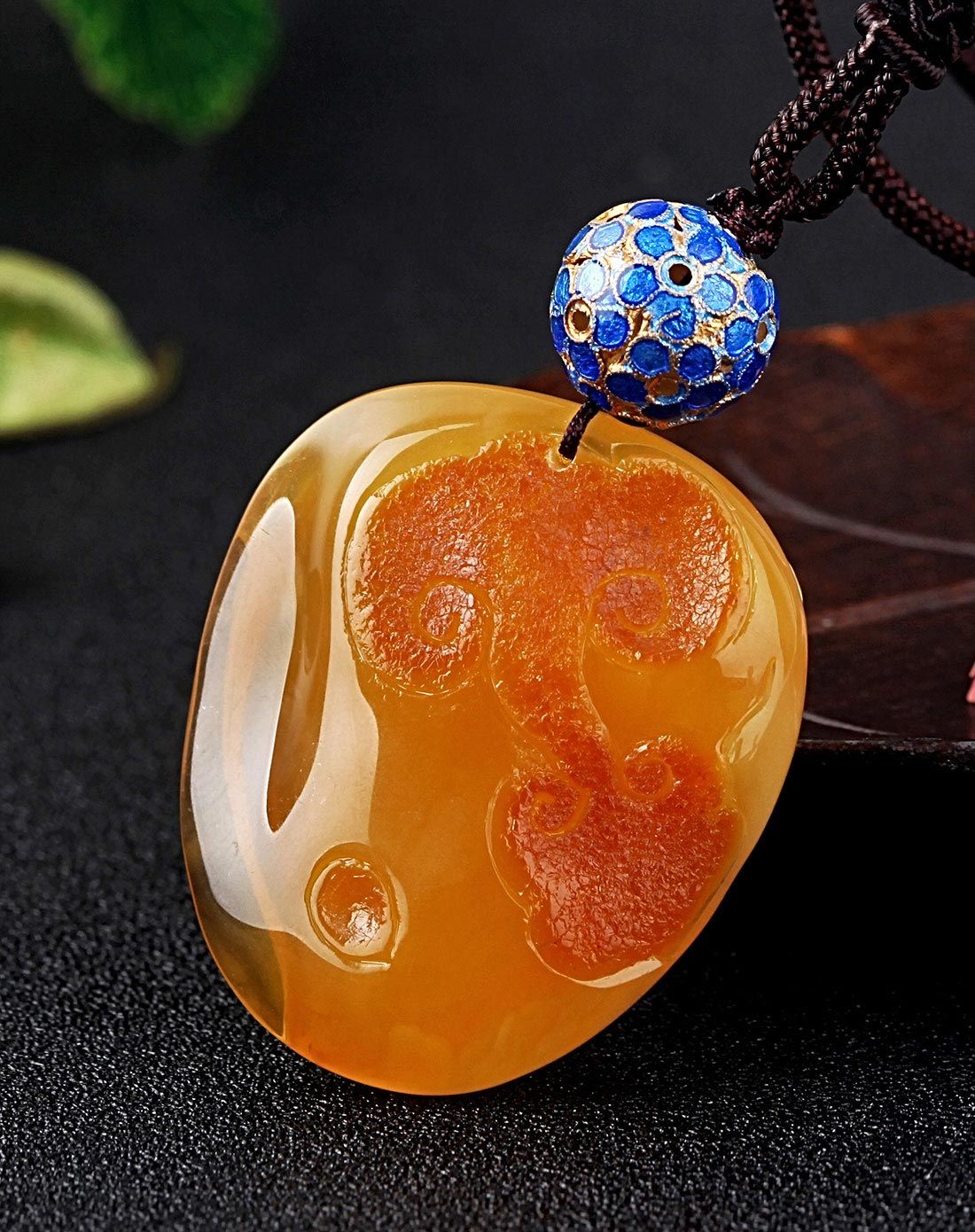 珍藏版 寿比南山 寿桃 天然琥珀蜜蜡吊坠