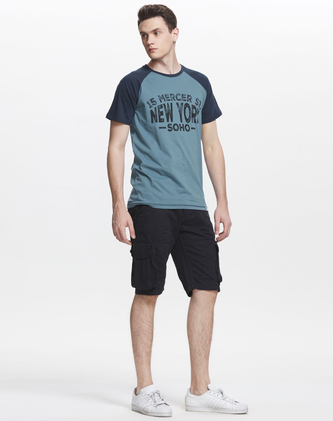 丹麦wagner旗下集合品牌蓝灰色字母圆领短袖t恤衫2-4041300270_唯品会