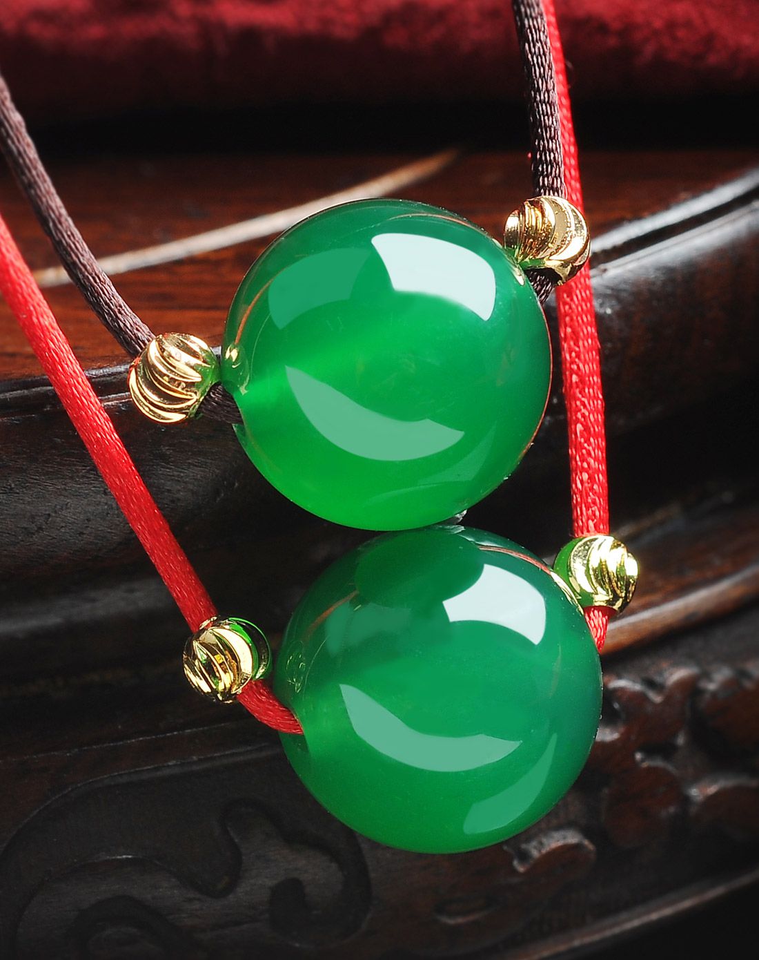 亿珍阁玉石专场(两件起售)亿珍阁 圆润绿玉髓转运珠吊坠 双色可选含佩