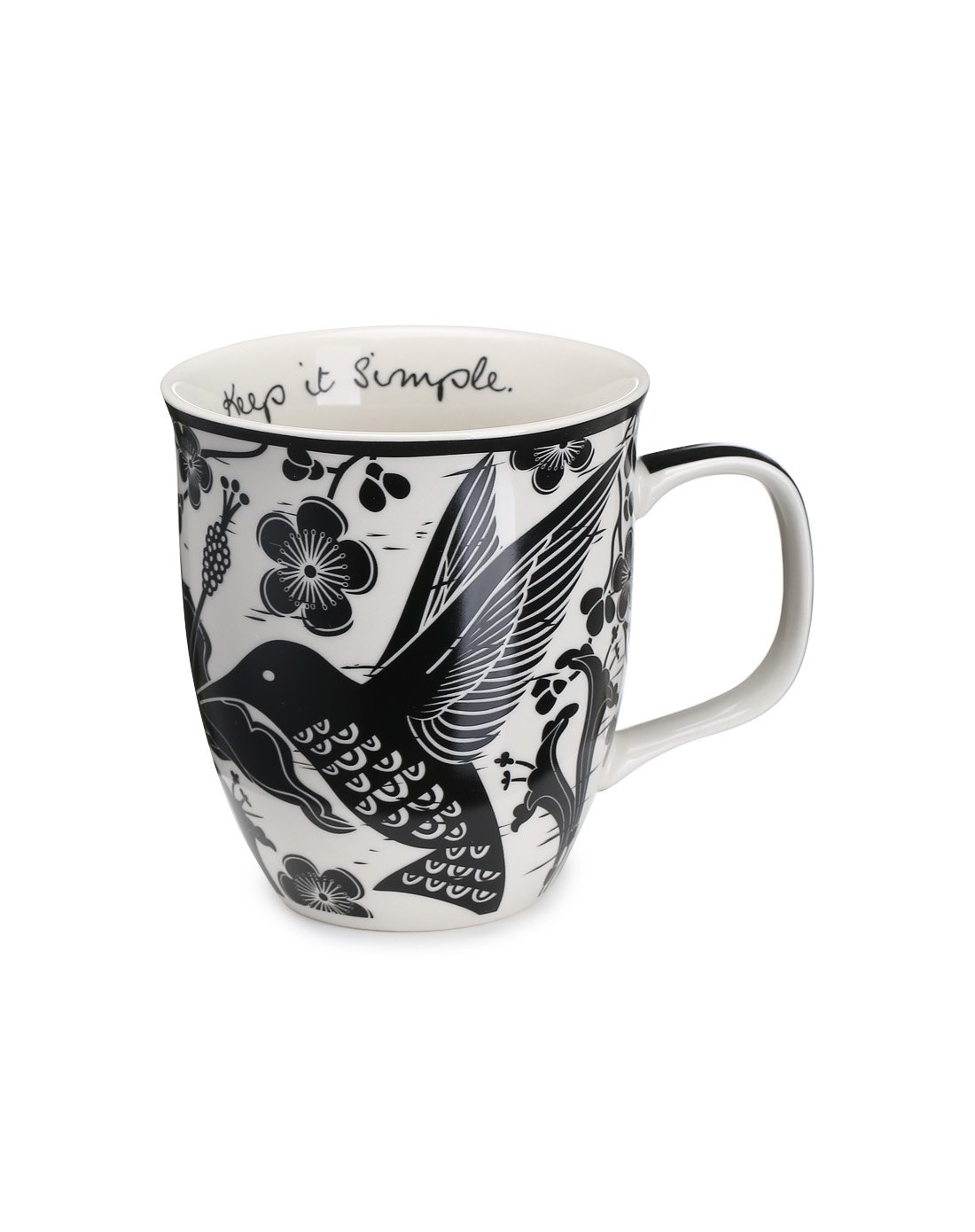 美国karma牌boho系列黑白色蜂鸟纹饰马克杯,容量414ml/个