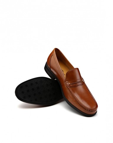 浅棕色头层胎水牛皮革商务正装皮鞋