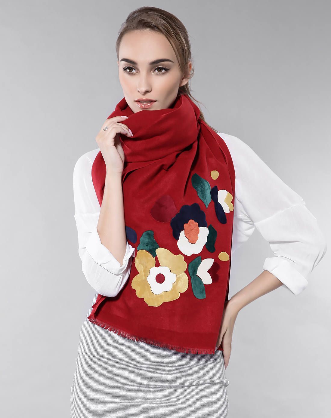 田园花色时尚围巾加大保暖披肩