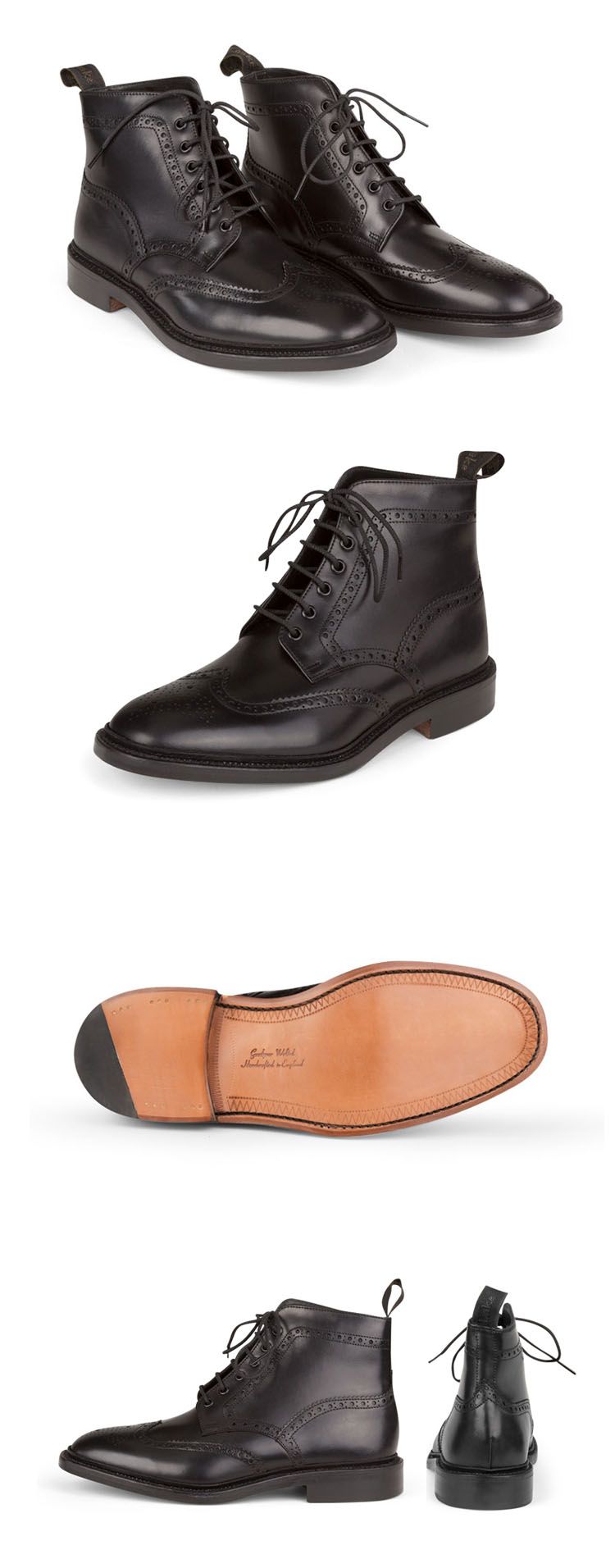 loake男女鞋英国进口黑色手工皮鞋牛皮系带男士短靴burford 2 black