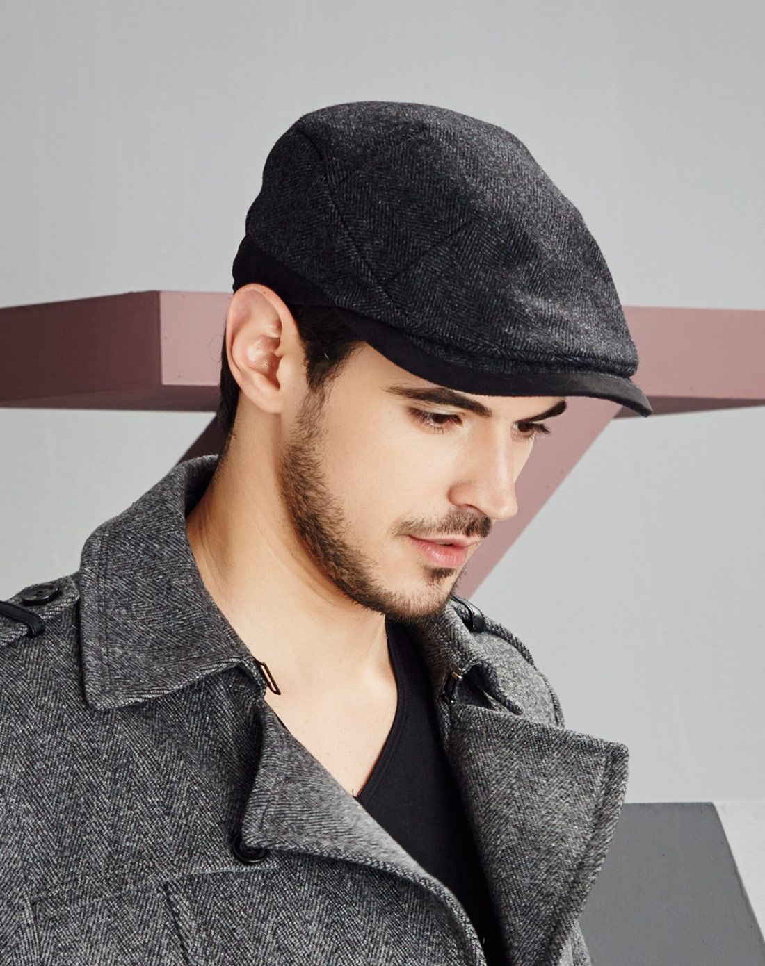 英伦毛呢鸭舌帽