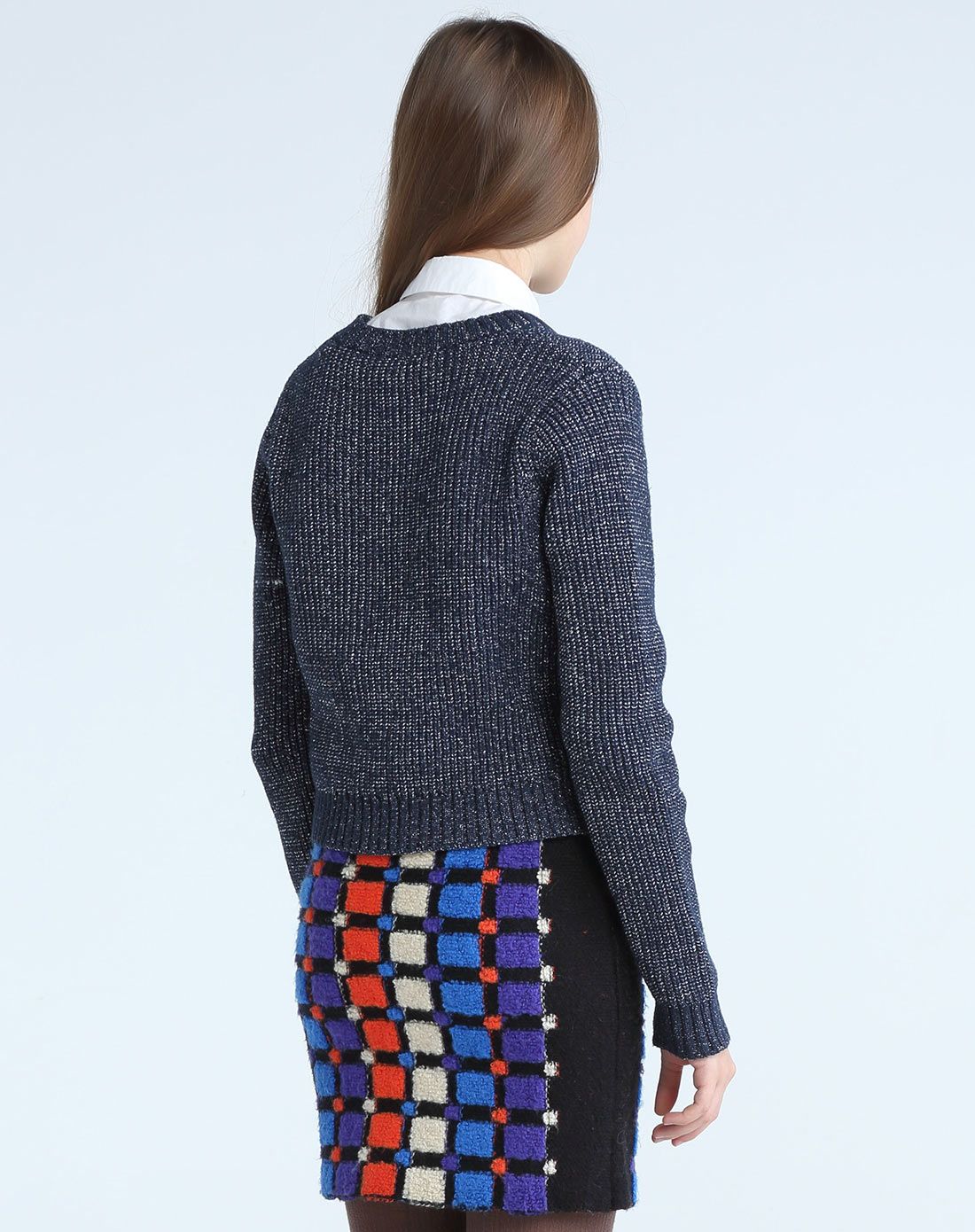 圆领腈纶优雅舒适毛衣