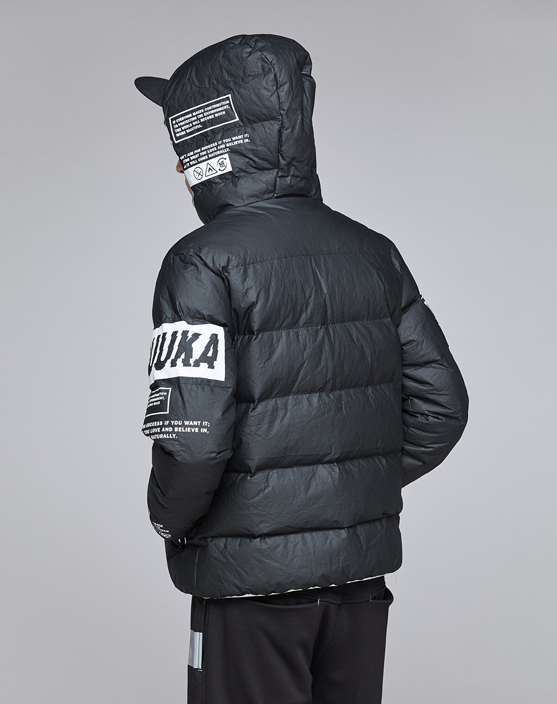 男款日系加厚杜邦纸保暖棉衣外套黑色