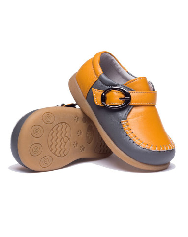 哆啦兔duolatu男女童鞋清仓专场男童灰色婴幼学步羊皮鞋d3532430703