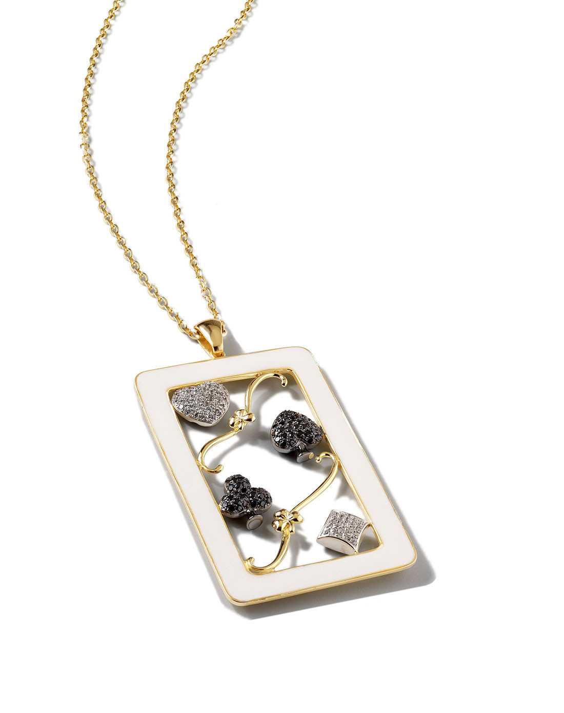 misis 意大利艺术珠宝趣味假面牌局白色珐琅项链