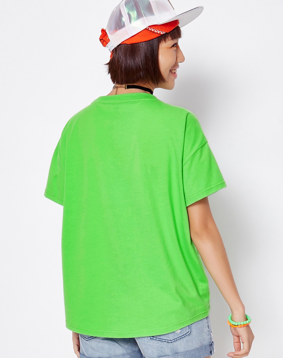 【夏新品】芥绿印花圆领宽松t恤