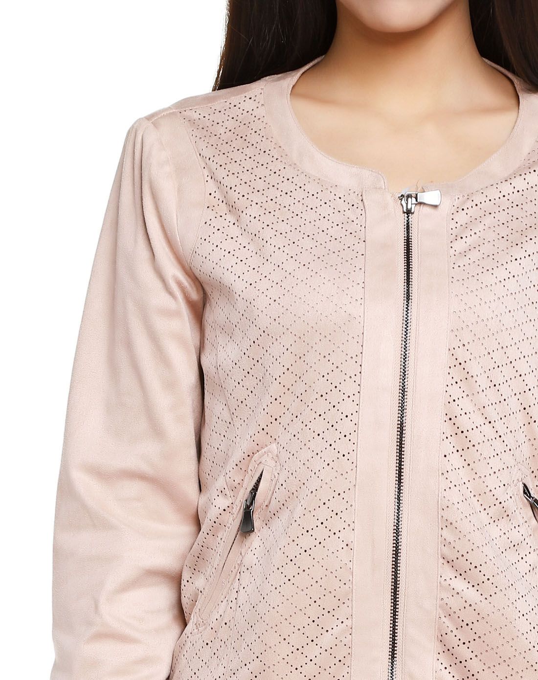 浅藕粉色时髦百搭长袖外套