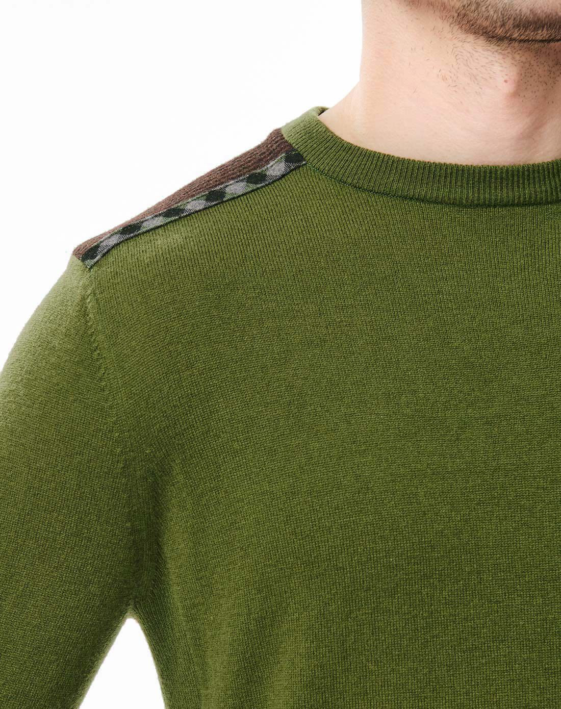 男士橄榄绿羊毛衫