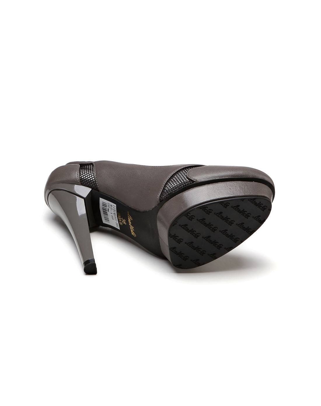 汤普葛罗集团旗下女鞋碳灰色拼黑色用圆头时尚浅口粗跟超高跟单鞋