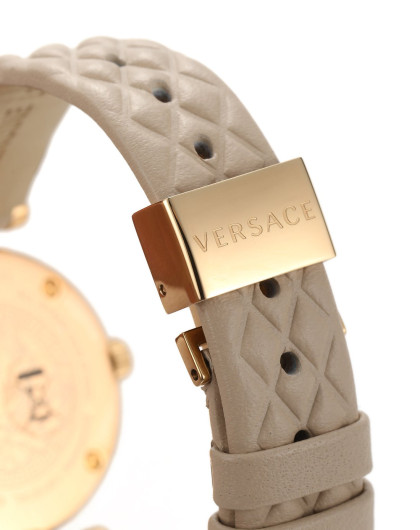 versace女士vanitas系列象牙色小牛皮带珐琅表盘瑞士石英腕表vqm