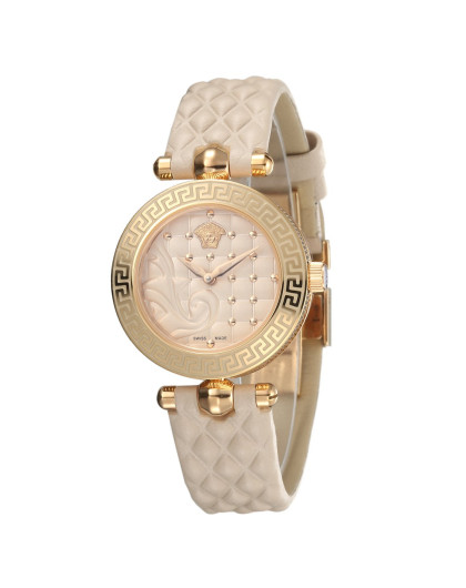 versace女士vanitas系列象牙色小牛皮带珐琅表盘瑞士石英腕表vqm