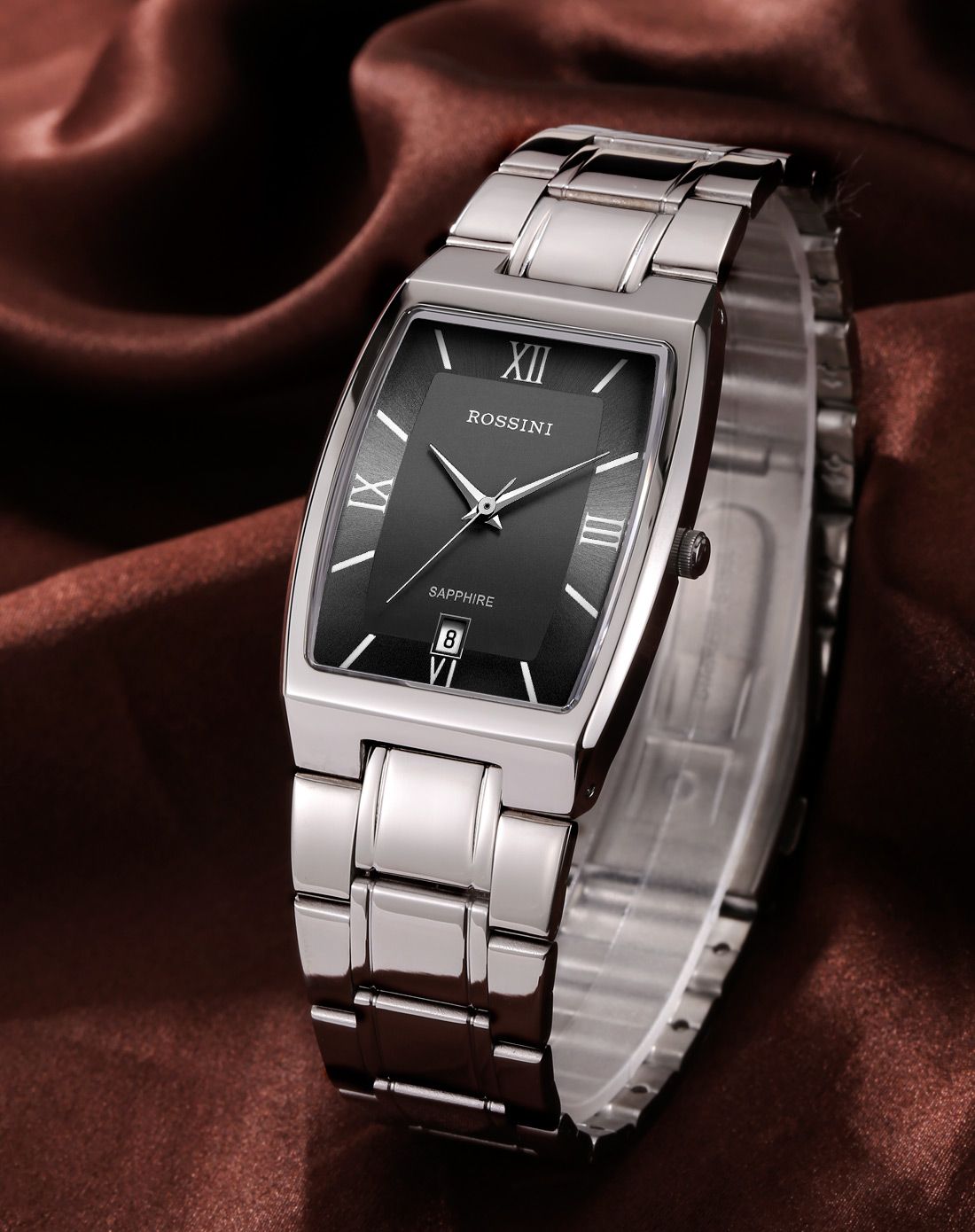 罗西尼手表不锈钢石英机芯黑盘男表r1389