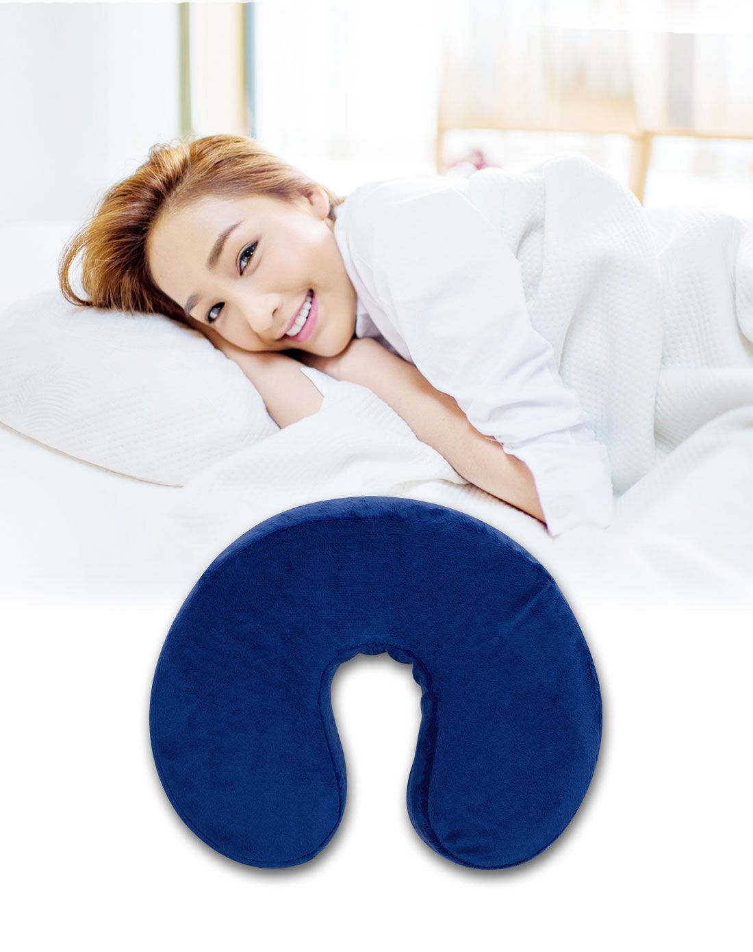 > 泰国perfect pillow 天然乳胶枕 u型枕(蓝色)