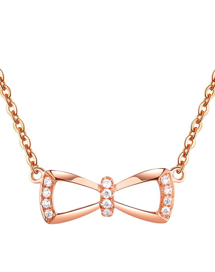 曼卡龙 18k金钻石项链【玲珑结】