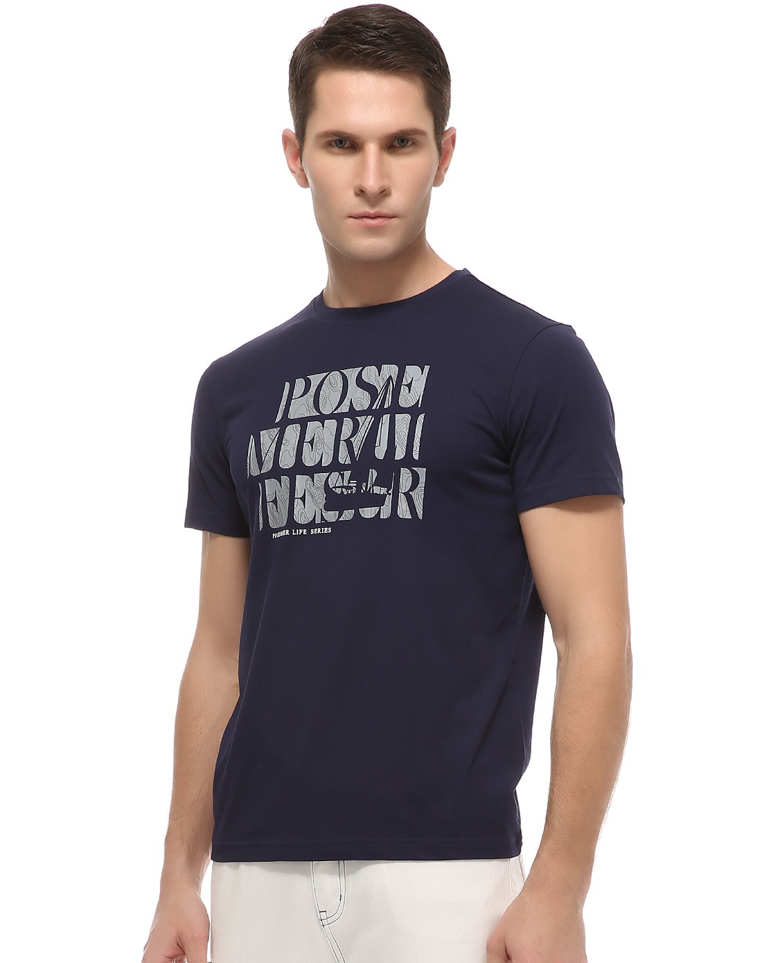 堡马posemer男装绅士专场字母印花易搭配圆领休闲短袖t恤t8825201-580