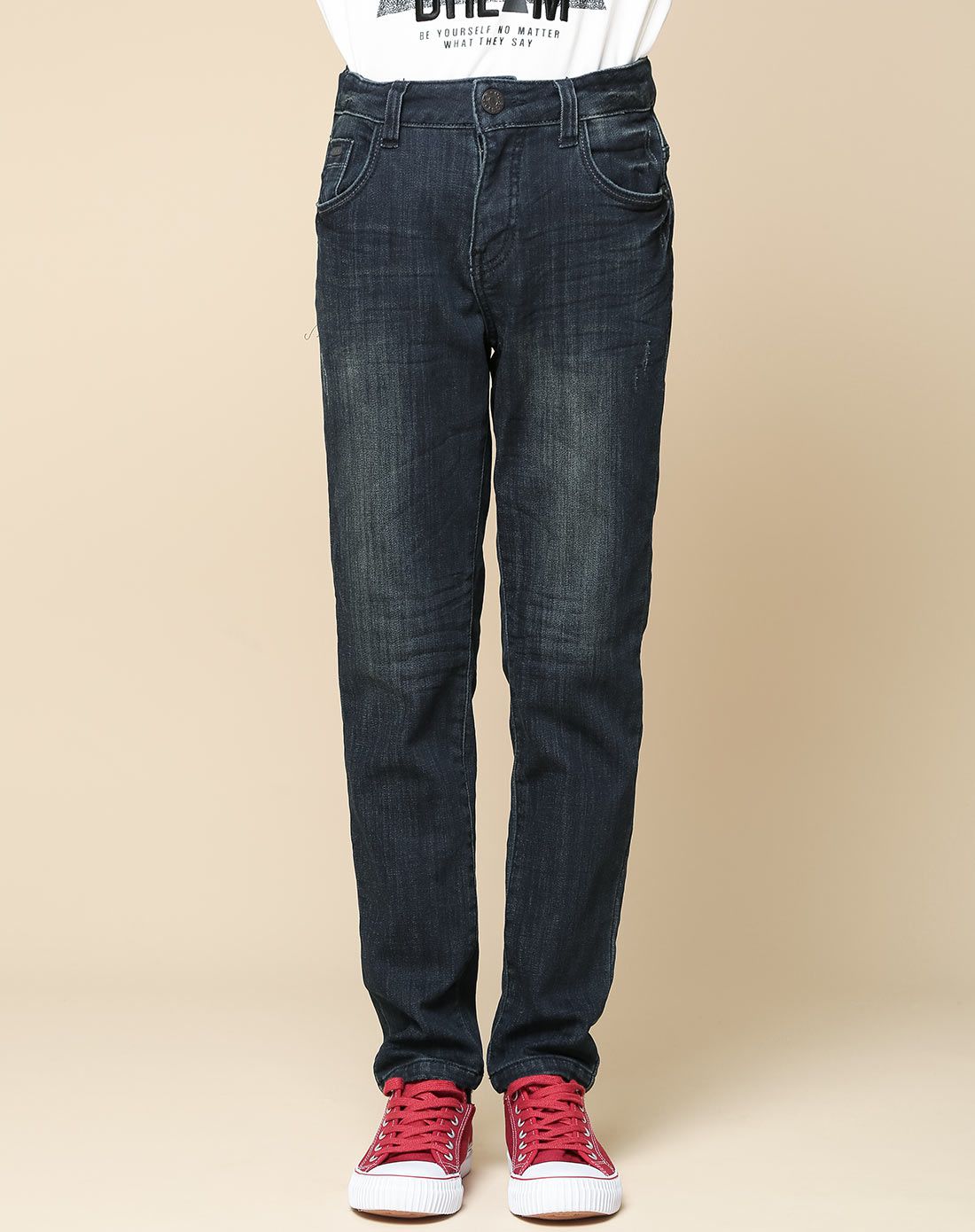 男童藏青色休闲牛仔裤