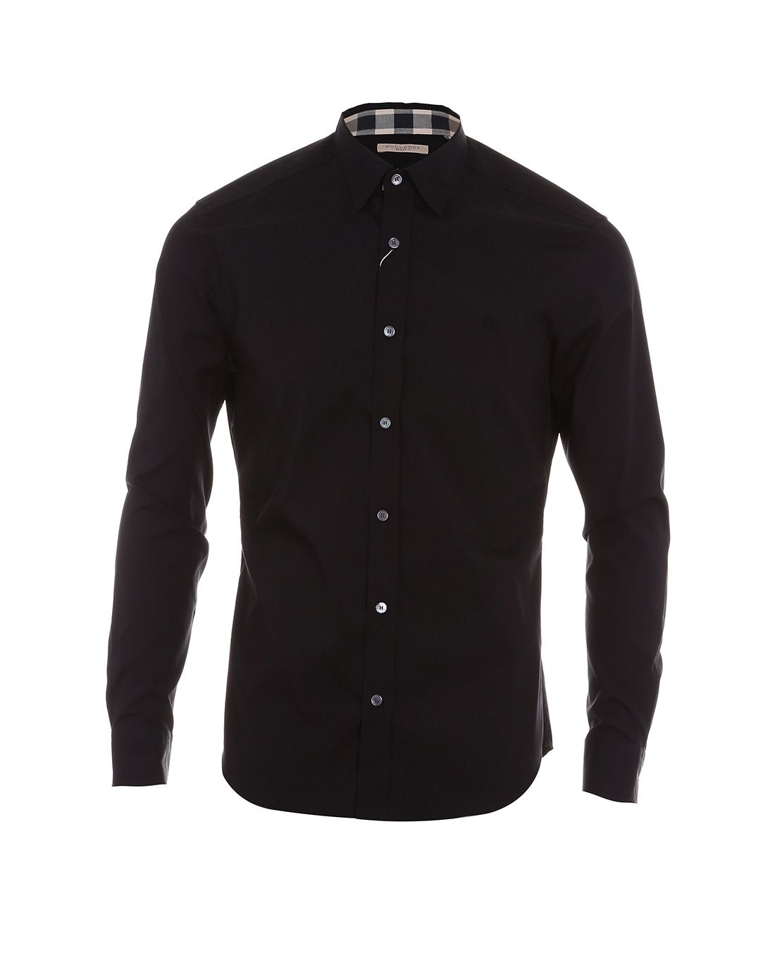 burberry男士黑色修身棉质长袖衬衫