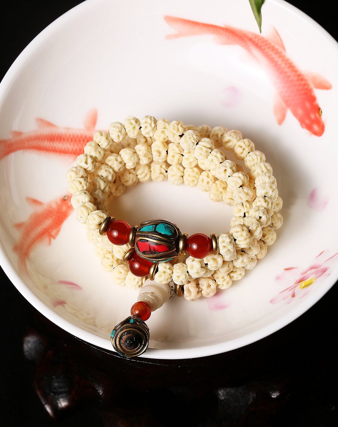 白色小如意菩提108佛珠手链