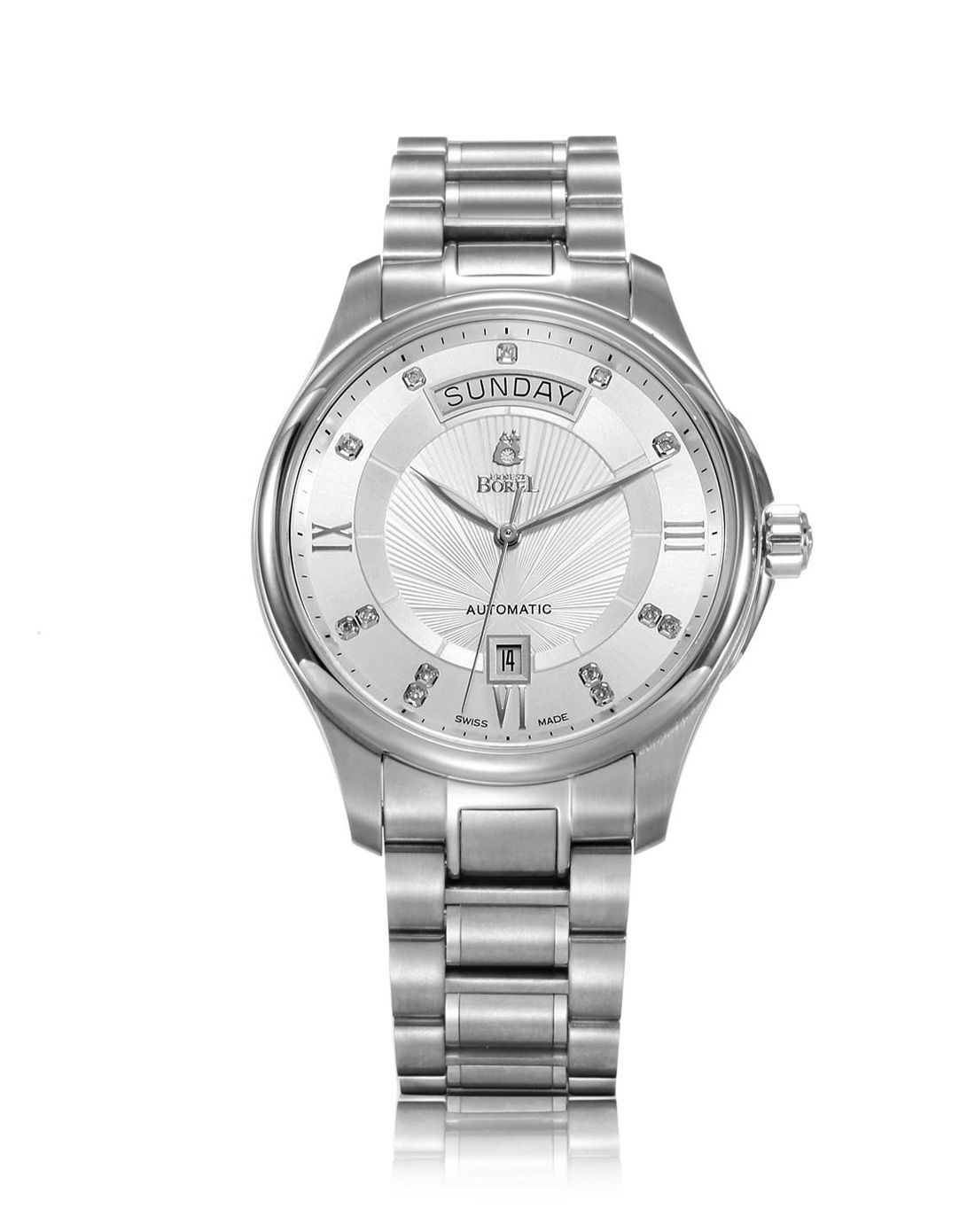 依波路ernest borel 布拉克系列机械银色男表gs7350w-2590