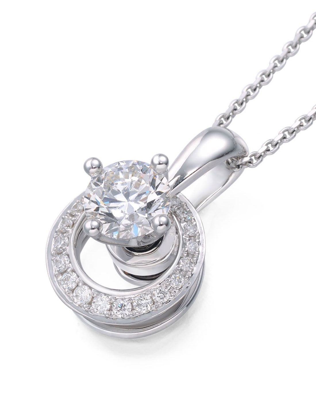 周生生 18k白色炫动钻石吊坠(不含项链)