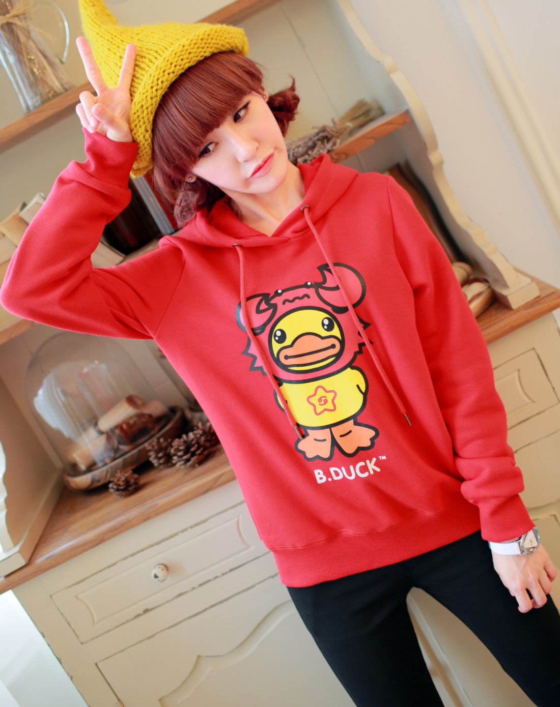 巨蟹座 女款红色时尚潮流运动卫衣 舒适百搭