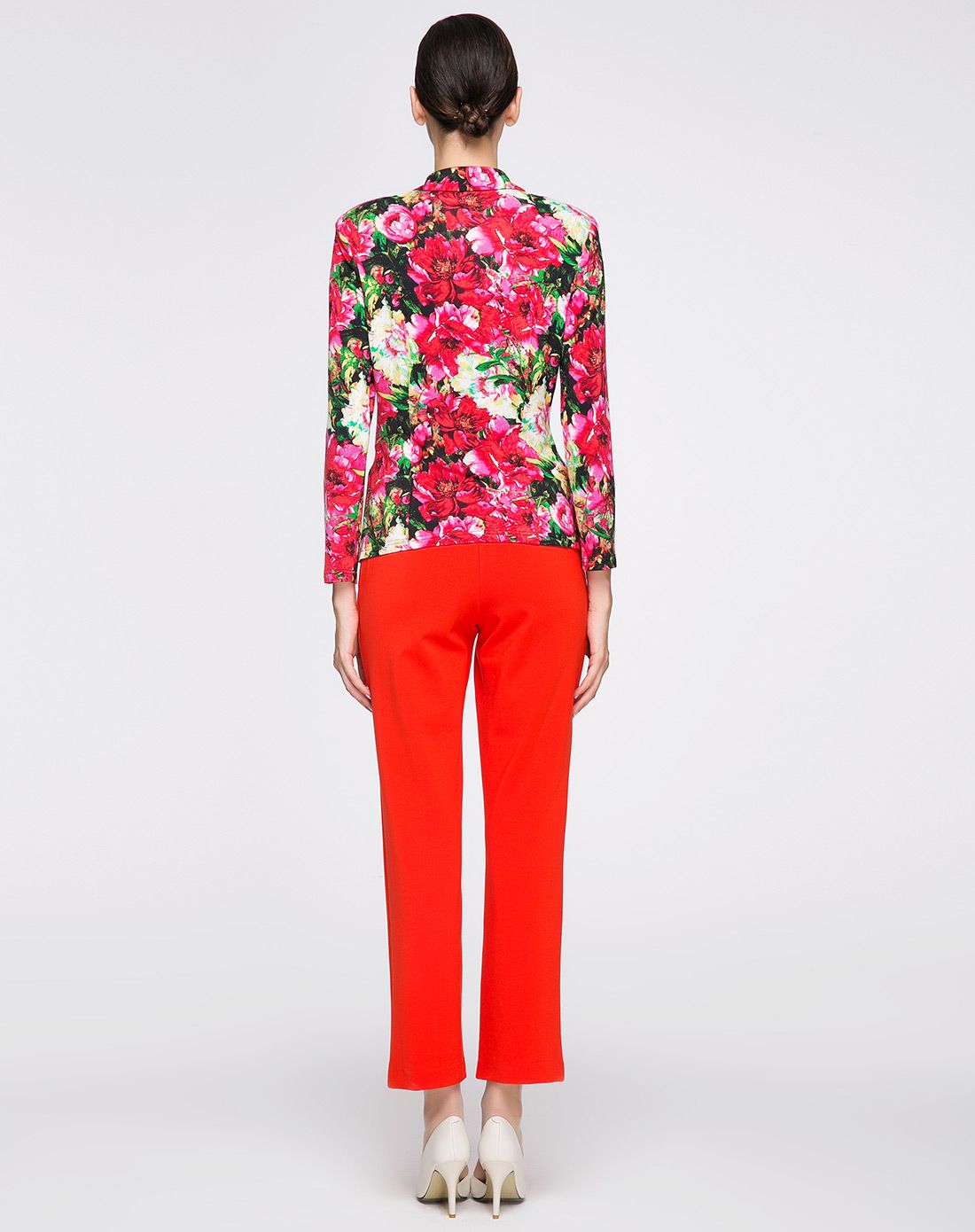 女红绿花花朵针织长袖衬衫