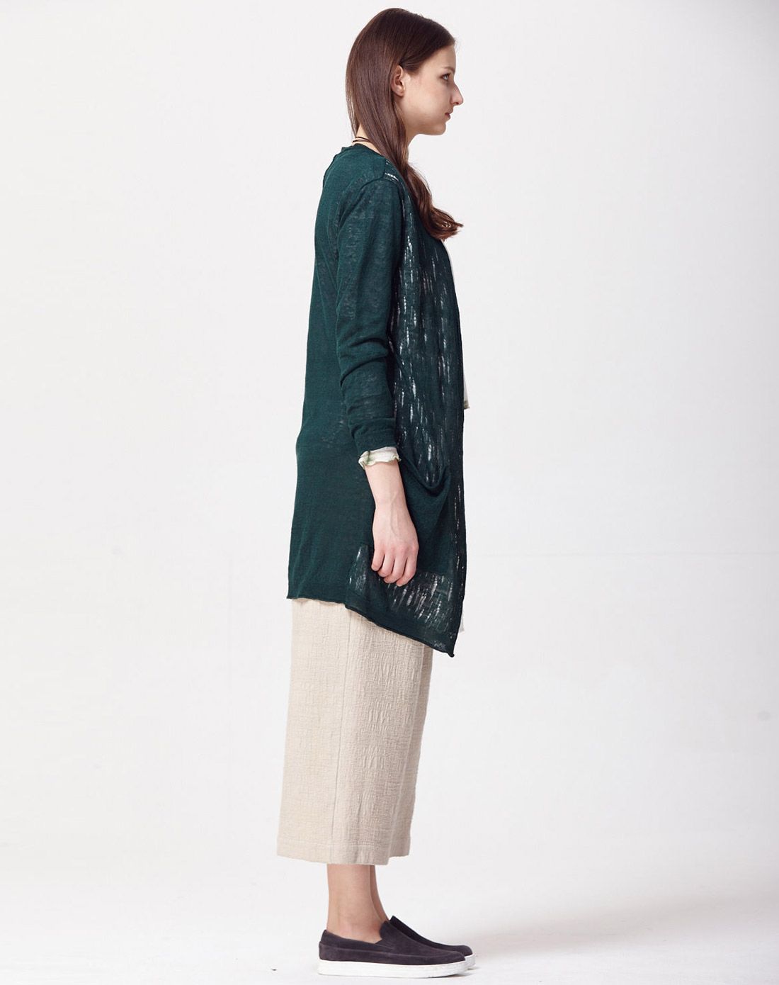 松花绿宽松针织钩花百搭开衫